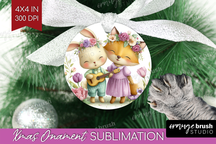 Couple Animals Ornament PNG - Valentines Day PNG Sublimation