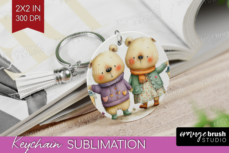 Couple Animals Keychain PNG - Valentines Day Keychain