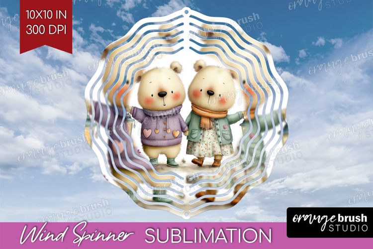 Couple Animals Wind Spinner Sublimation PNG - Valentines Day