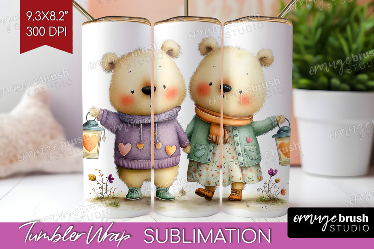 Couple Animals Tumbler Wrap - Valentines Day Tumbler PNG
