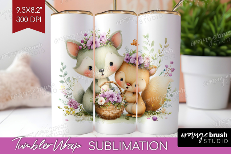Couple Animals Tumbler Wrap - Valentines Day Tumbler PNG