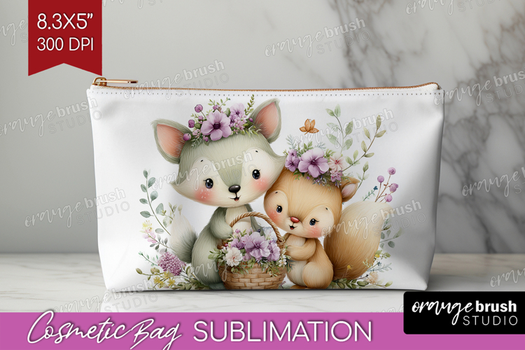 Couple Animals Cosmetic Bag - Valentines Day Makeup Bag PNG