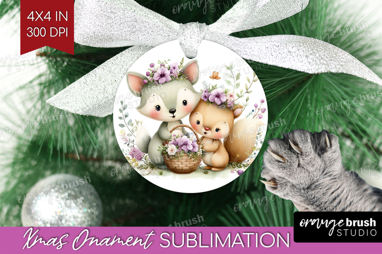 Couple Animals Ornament PNG - Valentines Day PNG Sublimation