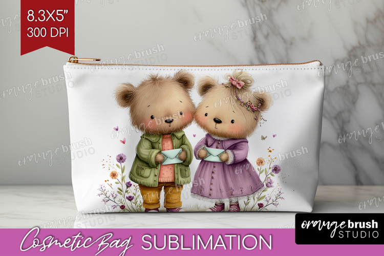 Couple Animals Cosmetic Bag - Valentines Day Makeup Bag PNG