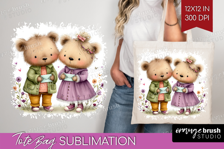 Couple Animals Tote Bag - Valentines Day Tote Bag PNG