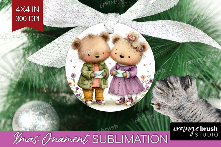 Couple Animals Ornament PNG - Valentines Day PNG Sublimation