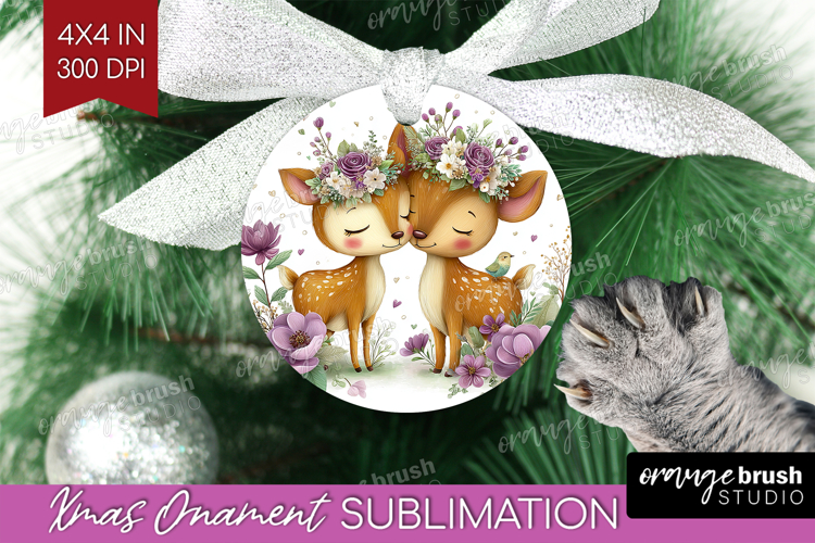 Couple Animals Ornament PNG - Valentines Day PNG Sublimation