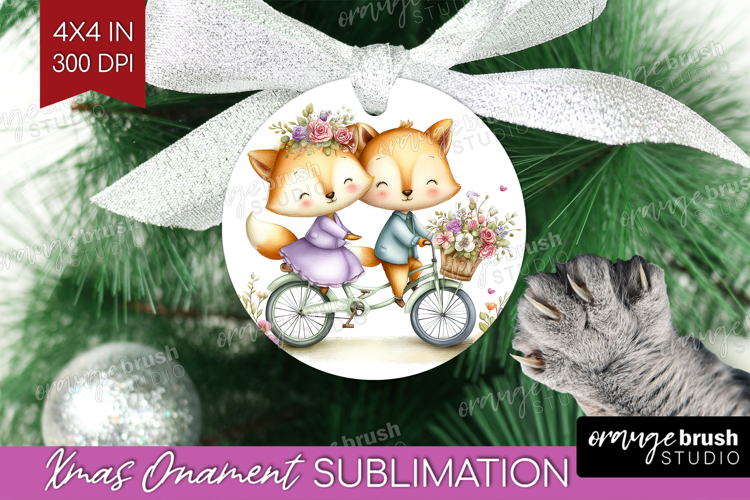 Couple Animals Ornament PNG - Valentines Day PNG Sublimation