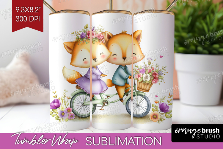 Couple Animals Tumbler Wrap - Valentines Day Tumbler PNG