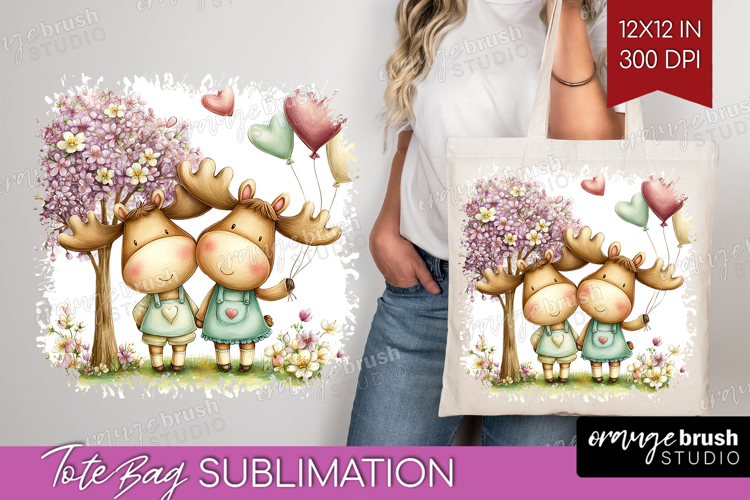 Couple Animals Tote Bag - Valentines Day Tote Bag PNG