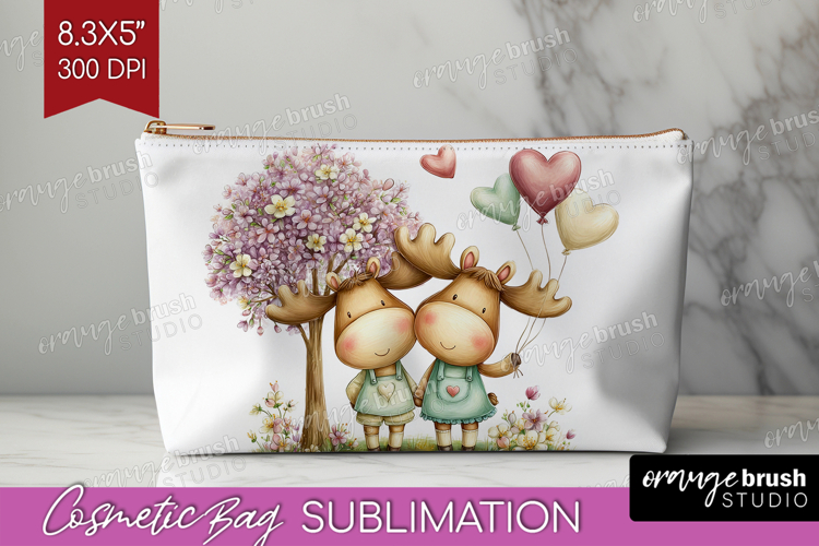 Couple Animals Cosmetic Bag - Valentines Day Makeup Bag PNG