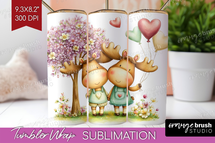 Couple Animals Tumbler Wrap - Valentines Day Tumbler PNG