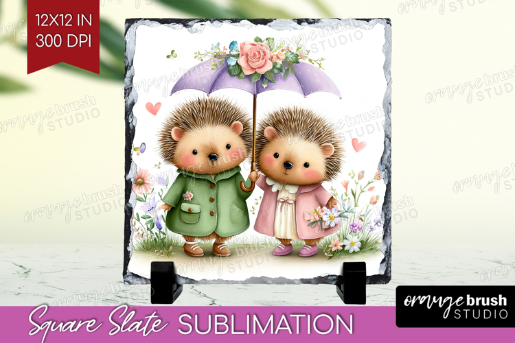 Couple Animals Slate PNG - Valentines Day Square Slate