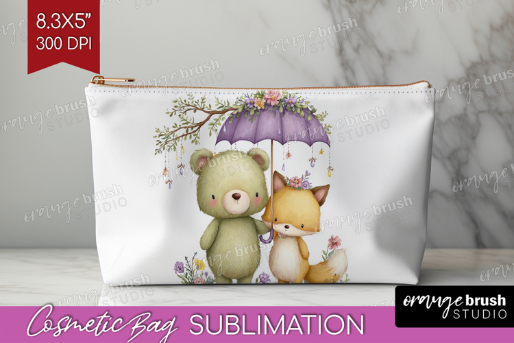 Couple Animals Cosmetic Bag - Valentines Day Makeup Bag PNG