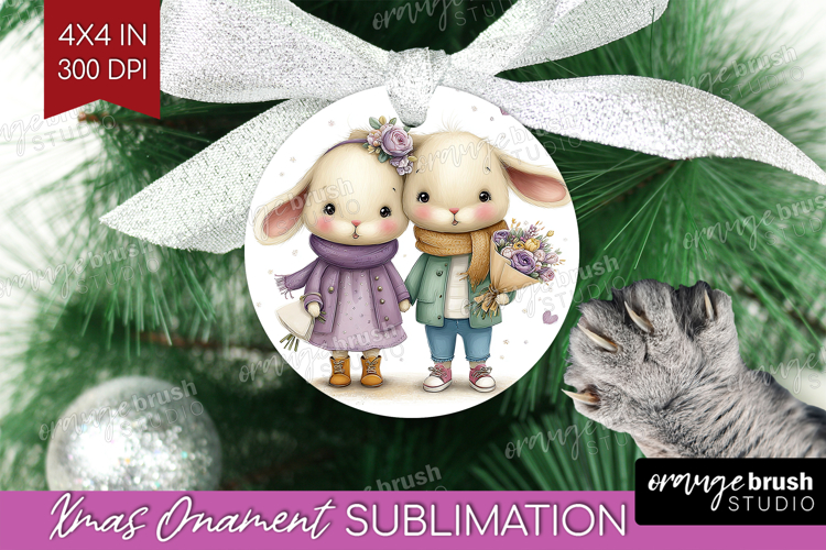 Couple Animals Ornament PNG - Valentines Day PNG Sublimation