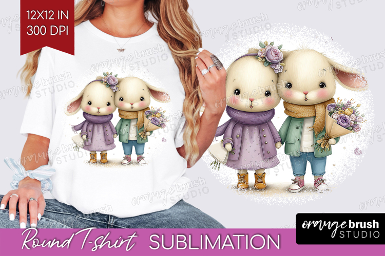 Couple Animals Round Tshirt Background - Valentines Day PNG