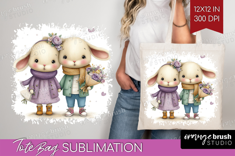 Couple Animals Tote Bag - Valentines Day Tote Bag PNG