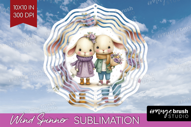 Couple Animals Wind Spinner Sublimation PNG - Valentines Day