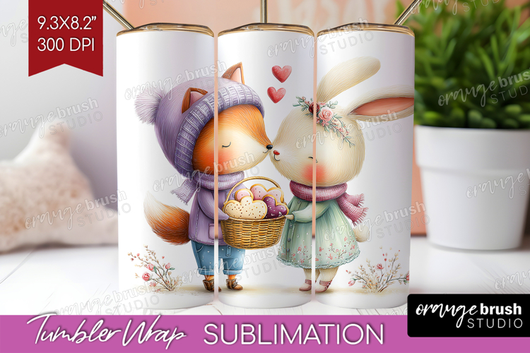 Couple Animals Tumbler Wrap - Valentines Day Tumbler PNG
