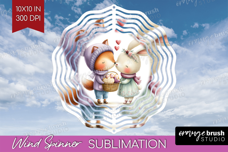 Couple Animals Wind Spinner Sublimation PNG - Valentines Day