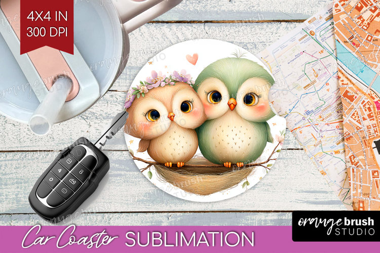 Couple Animals Car Coaster - Valentines Day Coaster PNG