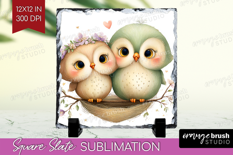 Couple Animals Slate PNG - Valentines Day Square Slate