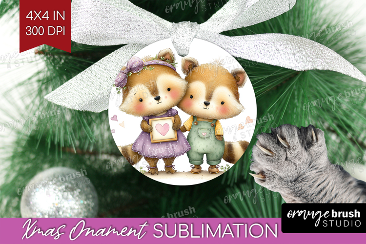 Couple Animals Ornament PNG - Valentines Day PNG Sublimation