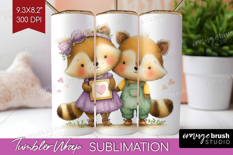 Couple Animals Tumbler Wrap - Valentines Day Tumbler PNG