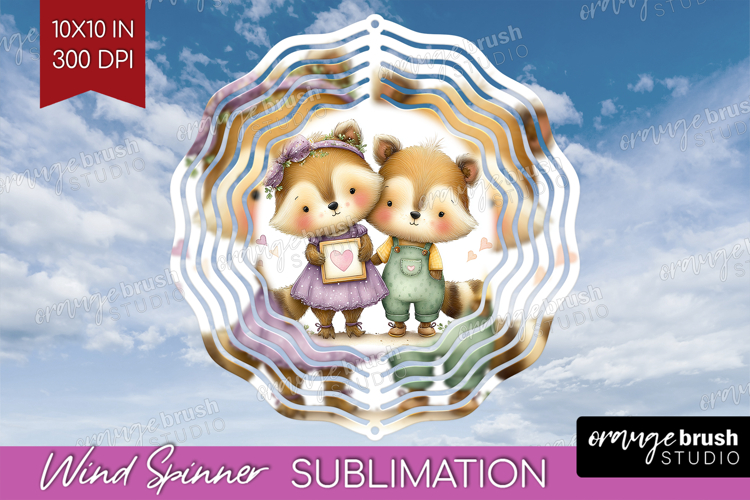 Couple Animals Wind Spinner Sublimation PNG - Valentines Day