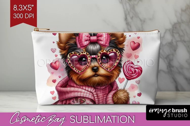 Valentine Dog Cosmetic Bag - Cute Puppy Makeup Bag PNG