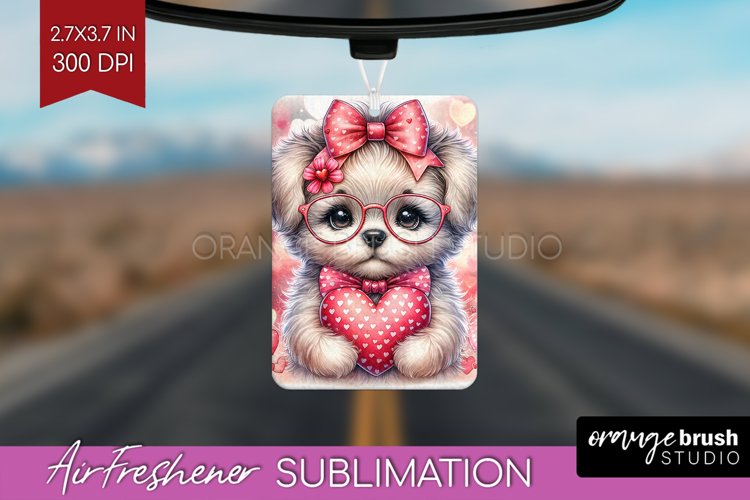 Valentine Dog Air Freshener PNG - Cute Puppy PNG Sublimation