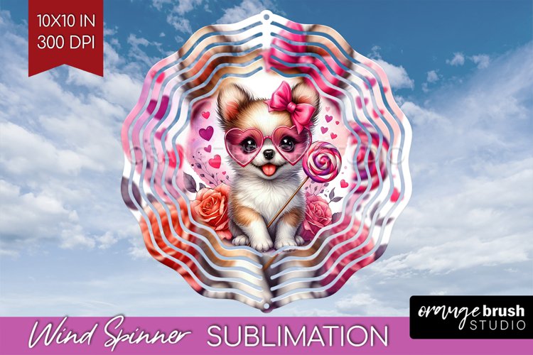 Valentine Dog Wind Spinner Sublimation PNG - Cute Puppy