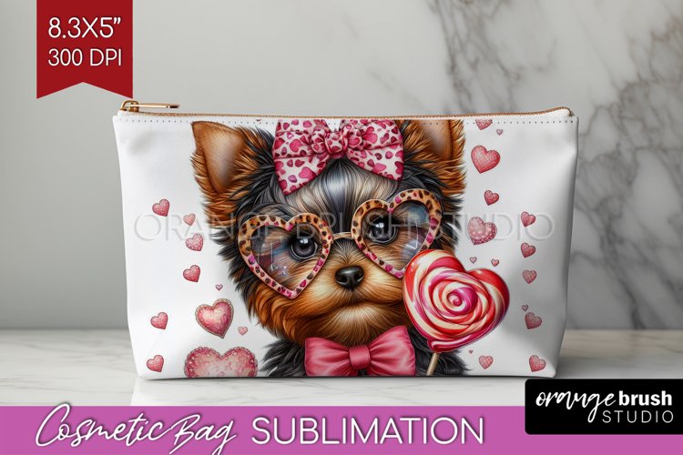 Valentine Dog Cosmetic Bag - Cute Puppy Makeup Bag PNG example image 1
