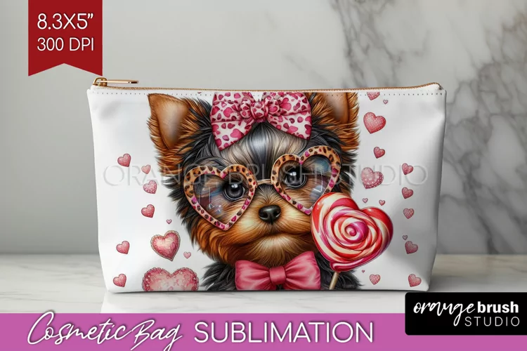 Valentine Dog Cosmetic Bag - Cute Puppy Makeup Bag PNG