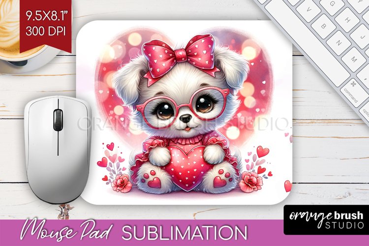 Valentine Dog Mouse Pad Sublimation - Cute Puppy Mousepad