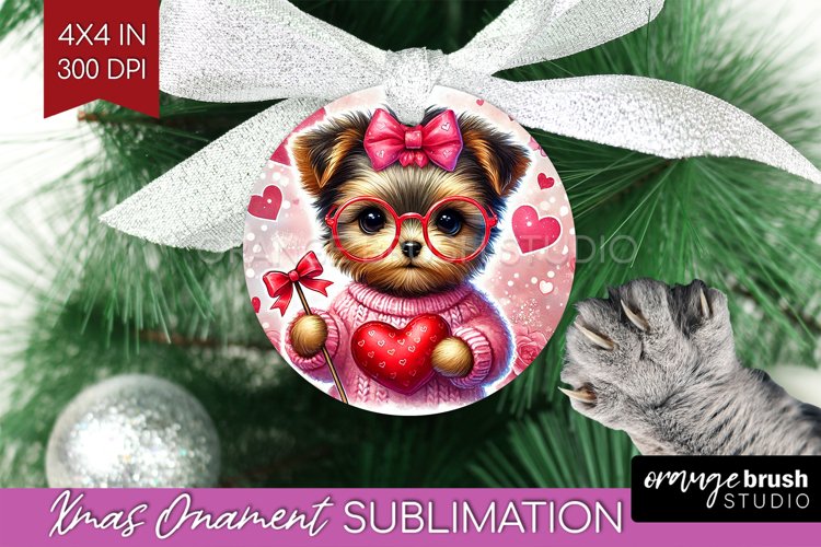 Valentine Dog Ornament PNG - Cute Puppy PNG Sublimation