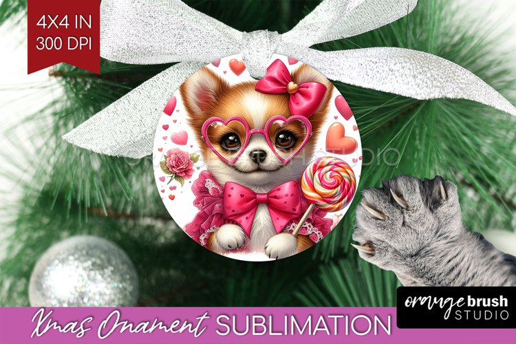 Valentine Dog Ornament PNG - Cute Puppy PNG Sublimation