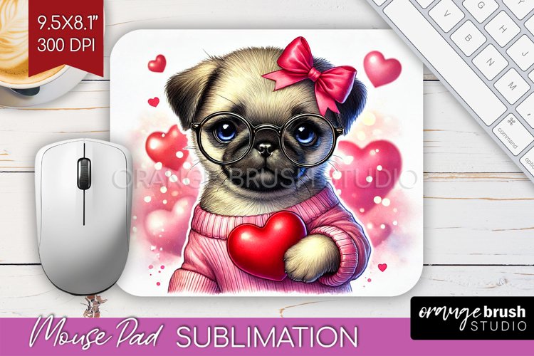 Valentine Dog Mouse Pad Sublimation - Cute Puppy Mousepad