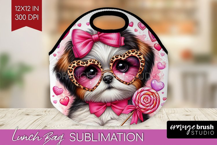 Valentine Dog Lunch Bag - Cute Puppy Lunch Bug PNG
