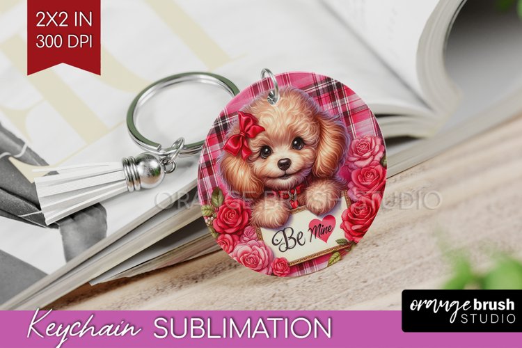 Valentine Dog Keychain PNG - Valentines Day Keychain