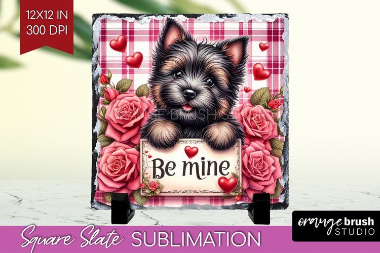Valentine Dog Slate PNG - Valentines Day Square Slate