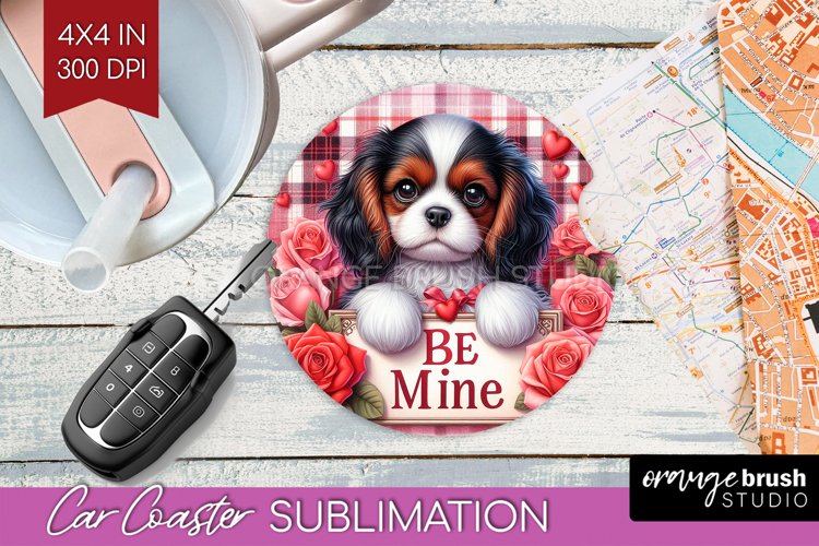 Valentine Dog Car Coaster - Valentines Day Coaster PNG