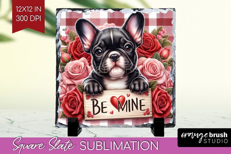Valentine Dog Slate PNG - Valentines Day Square Slate