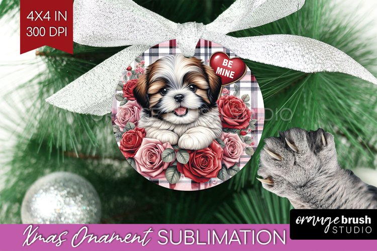 Valentine Dog Ornament PNG - Valentines Day PNG Sublimation