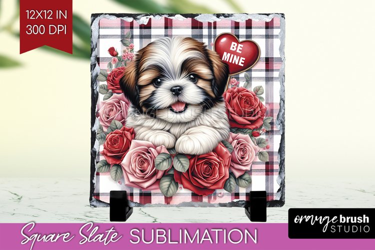Valentine Dog Slate PNG - Valentines Day Square Slate