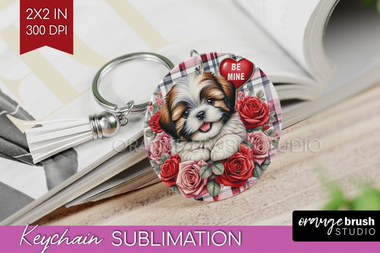 Valentine Dog Keychain PNG - Valentines Day Keychain