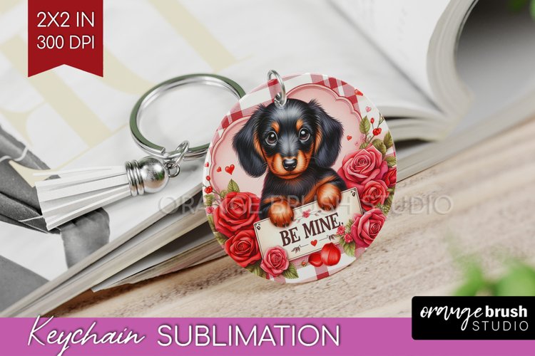 Valentine Dog Keychain PNG - Valentines Day Keychain