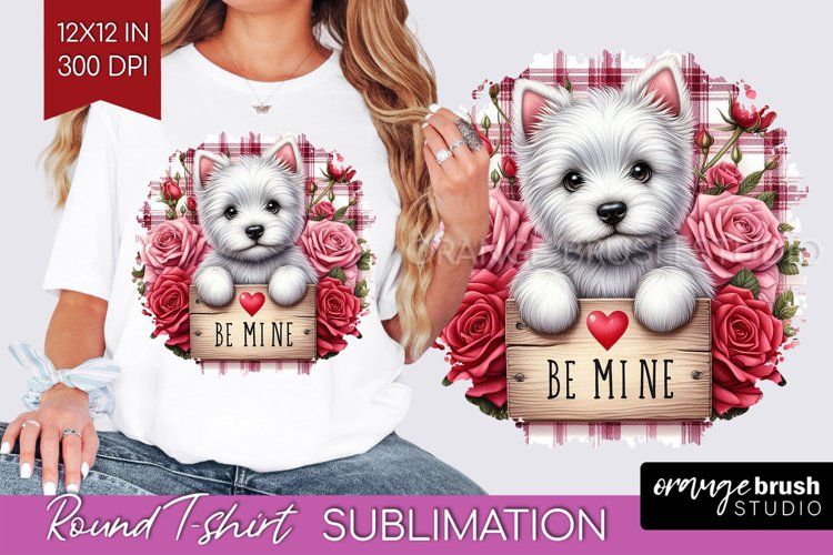 Valentine Dog Round Tshirt Background - Valentines Day PNG