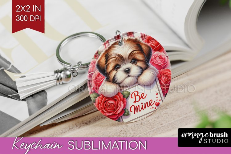 Valentine Dog Keychain PNG - Valentines Day Keychain