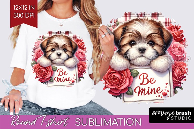 Valentine Dog Round Tshirt Background - Valentines Day PNG